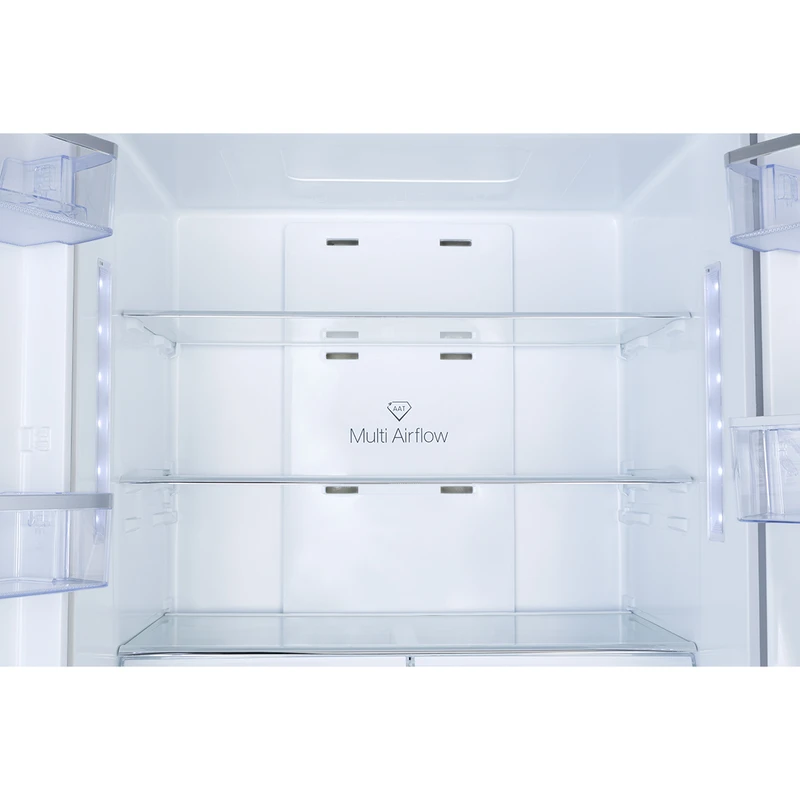 یخچال فریزر ساید بای ساید 28 فوت ایکس ویژن مدل TF541-AWD/ASD، دارای نمایشگر، آبسردکن، یخساز نیمه‌اتوماتیک، بدون برفک، با ارتفاع 185، عمق 67.8 و پهنای 86 سانتی‌متر، میزان مصرف انرژی A+، دارای 3 طبقه در